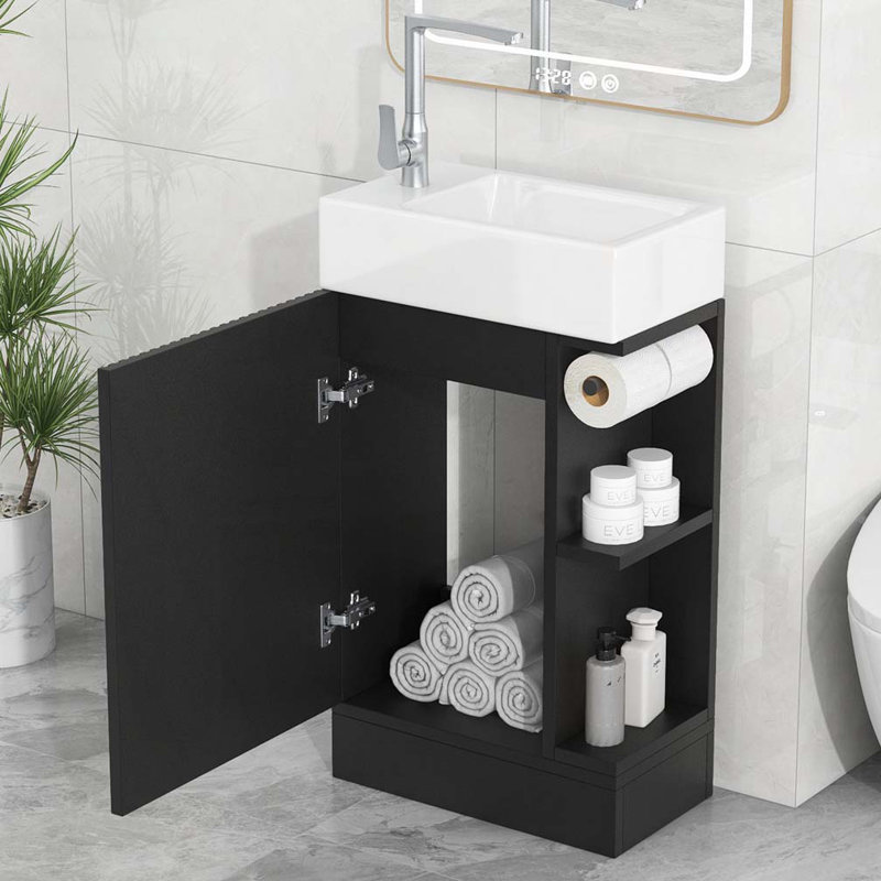 18.6" Bathroom Vanity with Sink, Black