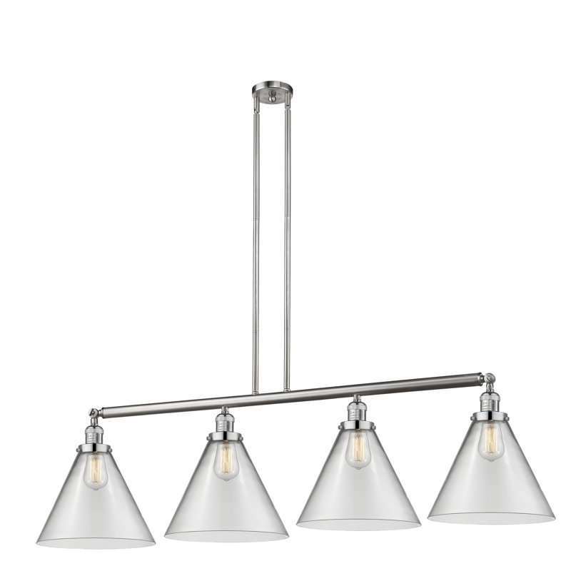 Luminaire suspendu pour îlot de cuisine 4 lumières Lemmon, Transparent, Chrome poli, DEL