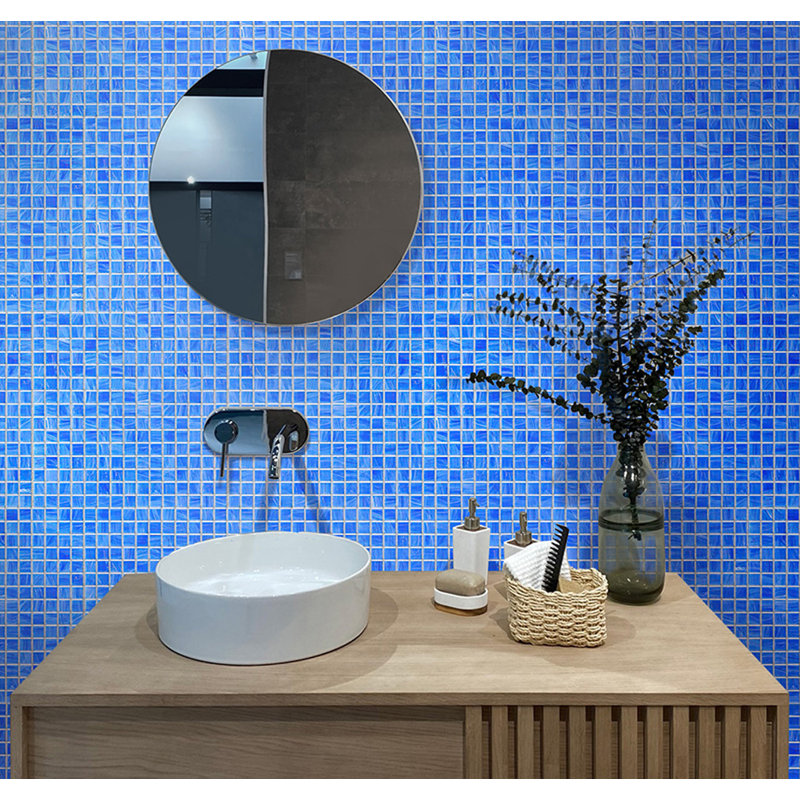 Celestial 0.8" x 0.8" Glass Grid Mosaic Wall & Floor Tile, Umber Brown/Gold