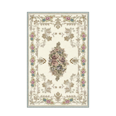 Stylish Woven Carpet, 4 x 6 Feet, 100% Polyester | Antibacterial, 3D Digital Printing, Non-Slip PVC Felt Dot Underside | Machine Washable, 0.4 in Pile Height, Perfect for Living Room & Bedroom Decor