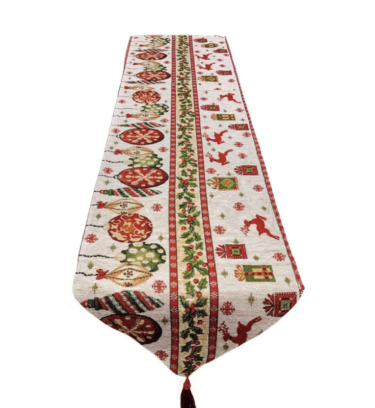Christmas Table Runner with Holiday Icons F07M5-8A