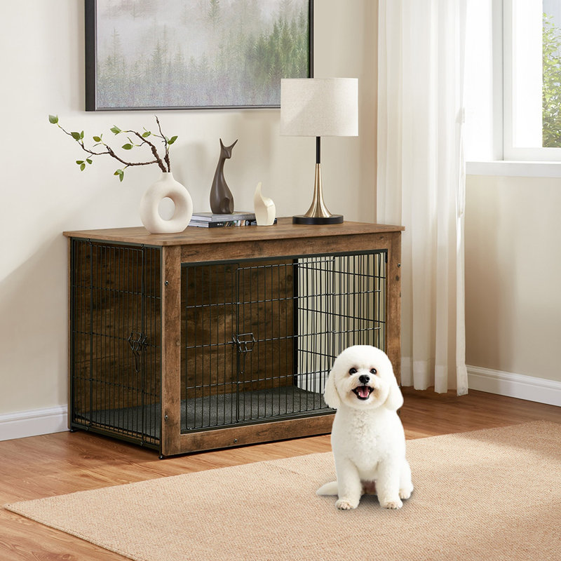 Furniture Style Dog Crate With Mat, Small (23.4" H x 20" W x 27" D)