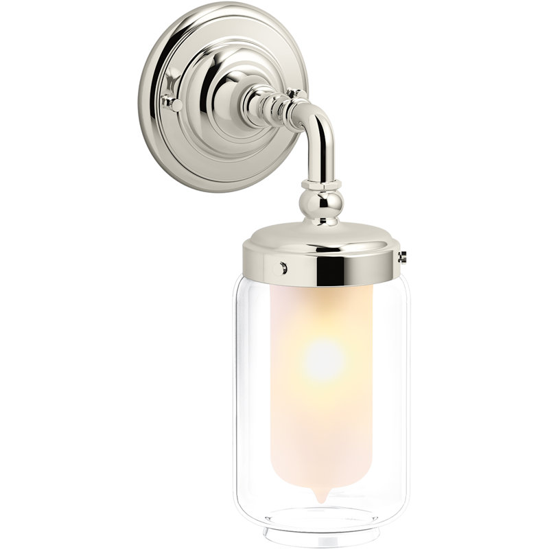Artifacts 2 Light Indoor Bathroom Vanity Light Fixture, Vibrant Polished Nickel