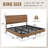  King Size Floating Bed Frame With Led And Charging Station,metal Platform Bed Frame With Storage Headboard,no Box Spring Needed,noise-free,easy To Assemble,walnut