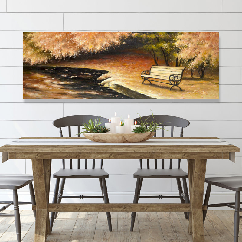 «Park Bench» par Fall - Trees Orange Home Decor Art, H 60 po x l 20 po