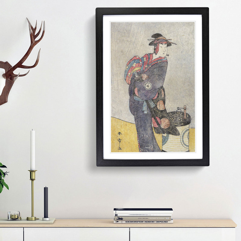 Fourth Iwai Hanshiro by Katsukawa Shunsho - Framed Print, 48cm H x 36cm W x 2cm D, Black Framed