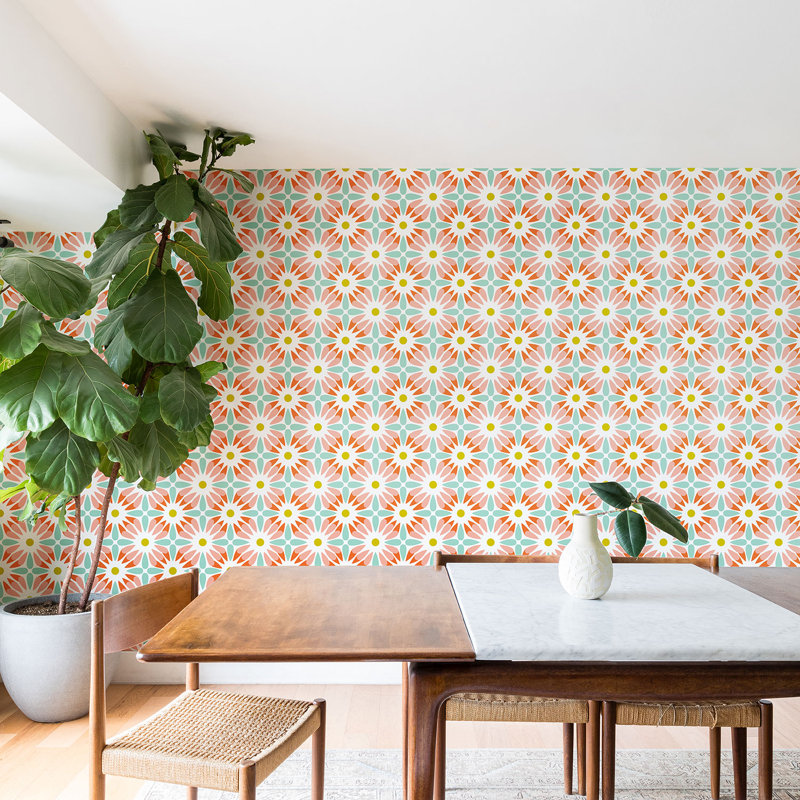 Panneau de papier peint adhésif Heather Dutton Crazy Daisy Sorbet, 4' L x 24" W