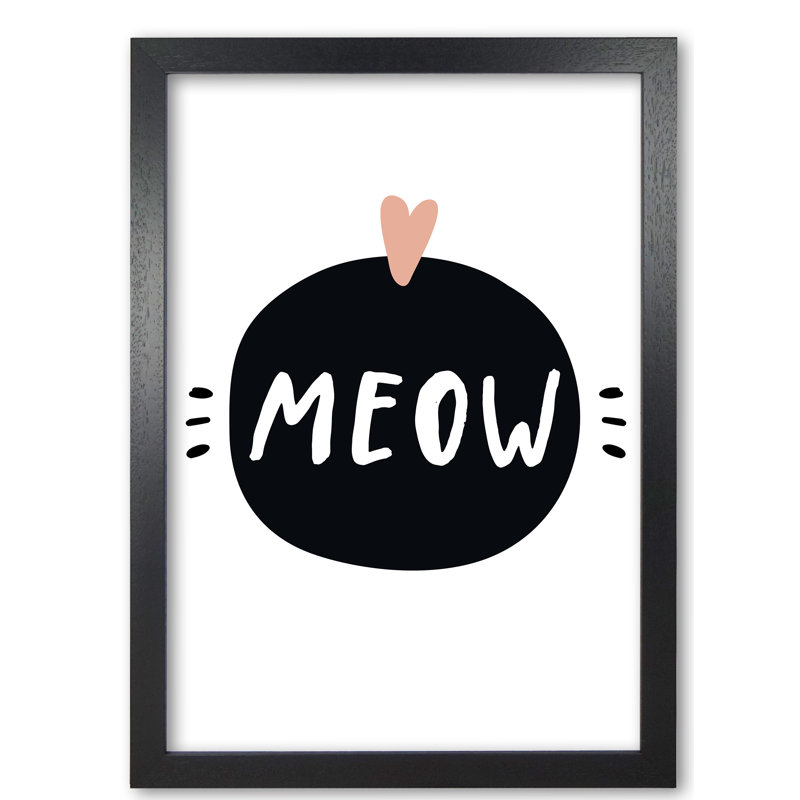 Meow - Painting, 42 cm H x 30 cm W x 5 cm D, Black Grain Frame