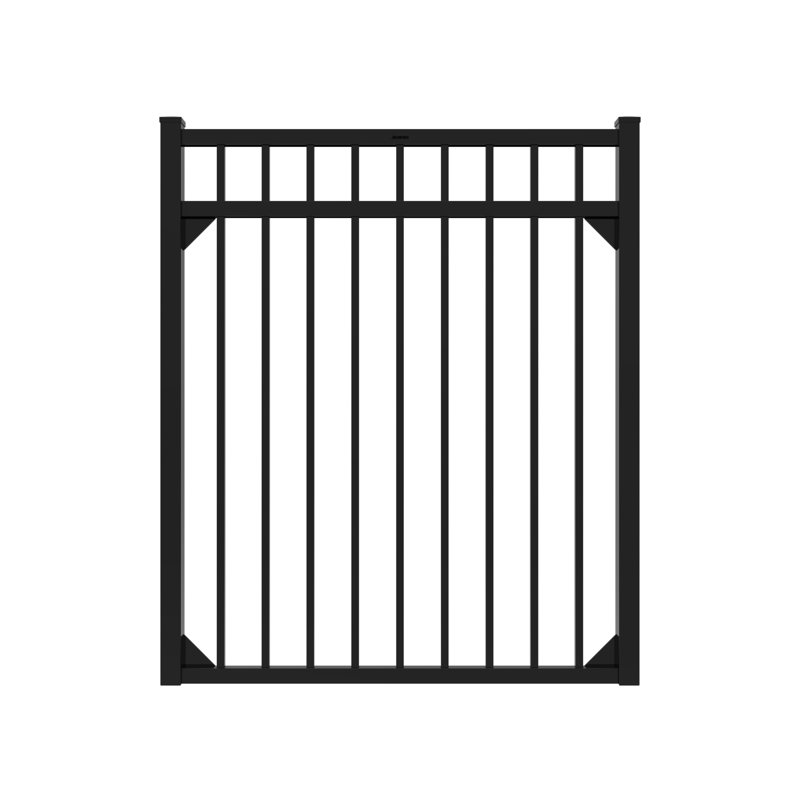 FORTRESS A2 4.5-ft H x 4-ft W Gloss Black Aluminum Flat Top and Bottom Design Walk Gate for Pool Application