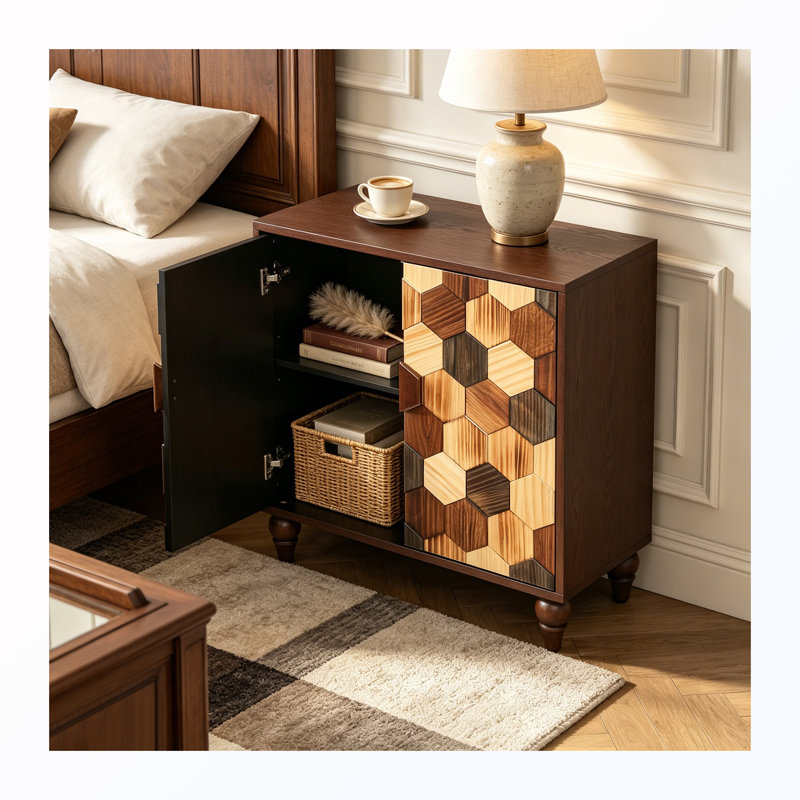 Buffet avec motif en nid d'abeille, Brown