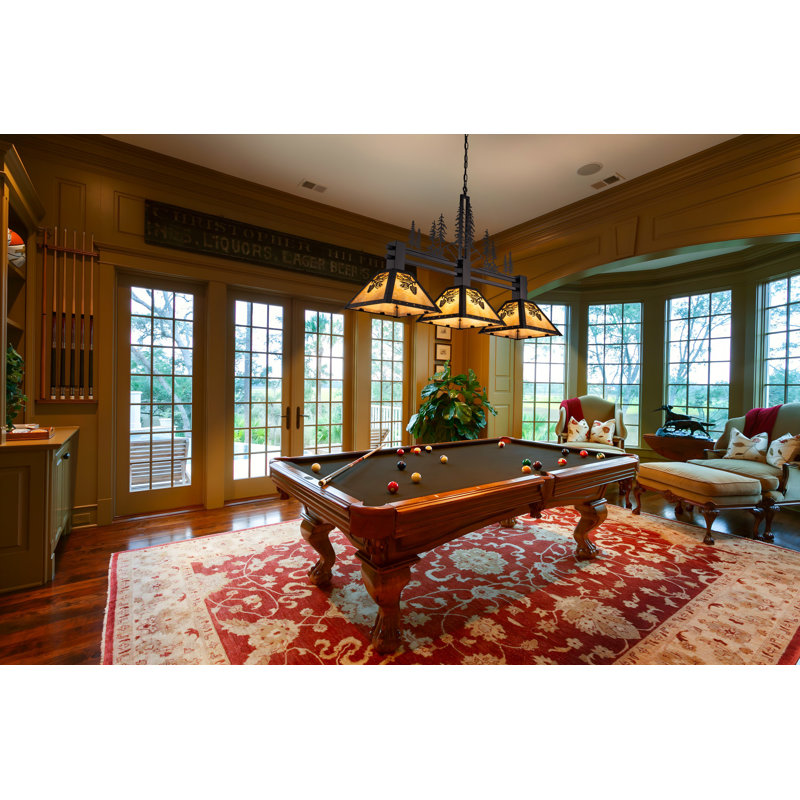 3-light Rustic Tiffany Billiard Pool Table Light  Farmhouse Chandelier