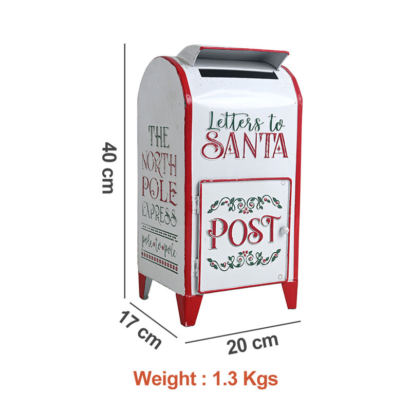 Santa Mailbox - Boîte aux lettres autoportante à porte magnétique pour l'intérieur et l'extérieur, Blanc