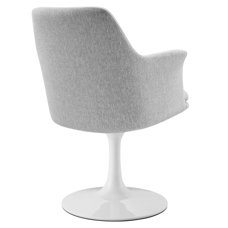 Lippa Performance Velvet Swivel Dining Armchair, Fabric Light Gray, White