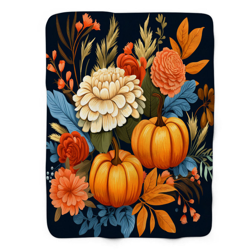 Motifs de citrouille - couverture Sherpa de qualité supérieure 1 pièce, Grand lit