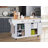 Shadae Kitchen Island with Rubber wood Countertop, Kitchen Cart on 5 Wheels with Storage Cabinet-1979581323