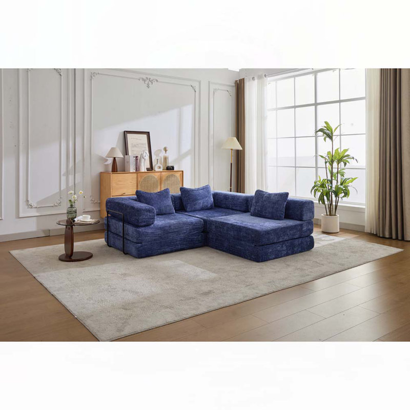 Canapé-lit Chenille, Bleu très foncé