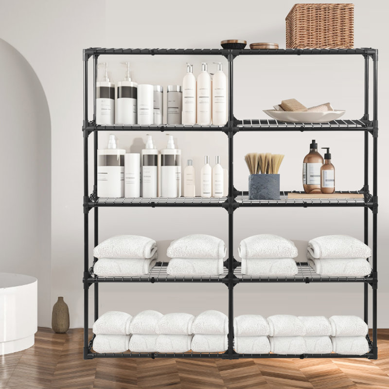 Space 5-Shelf Unit With Cover - 59.95 In. Height, Rust Wire Storage Rack 14.04 Width, Coating