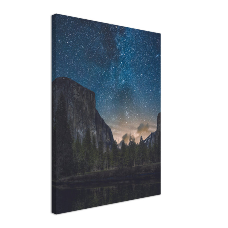 Yosemite Night Print - Yosemite National Park Night Landscape Wall Art - Starry Mountain Canvas Poster - Scenic Wilderness Night Sky Artwork - Travel Adventure Decor - Rustic Forest Wall Hanging - Modern Home Decoration Art Print