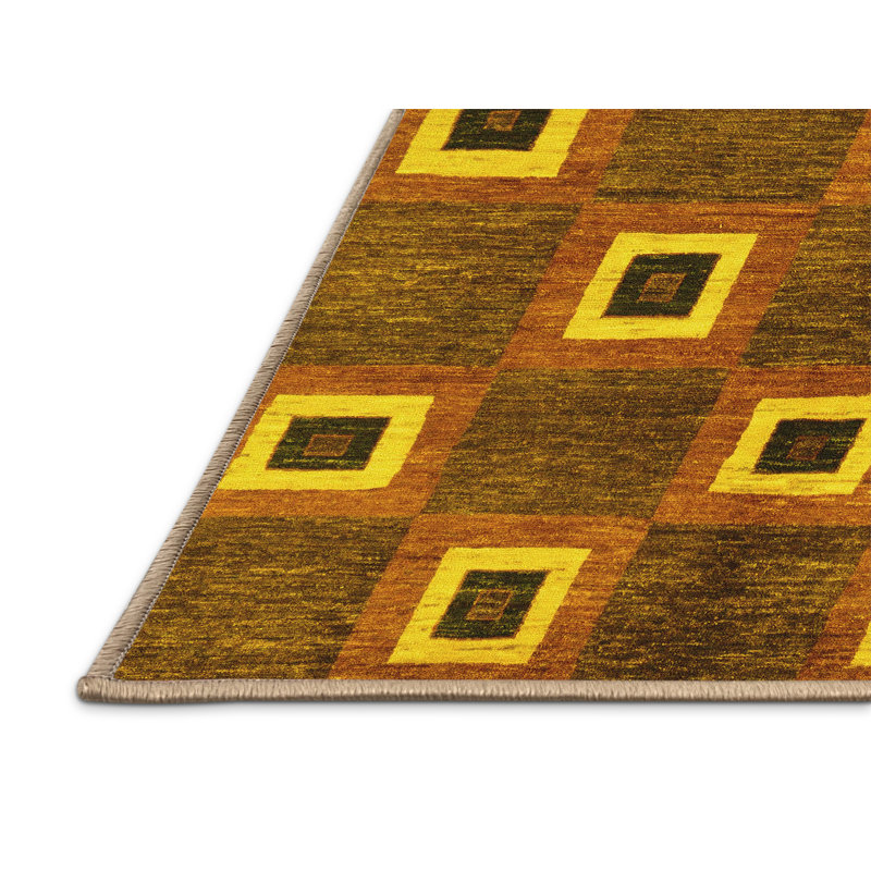 Tapis abstraits lavables à la machine - abstrait 269 - jaune, Rectangle 8 pi x 12 pi