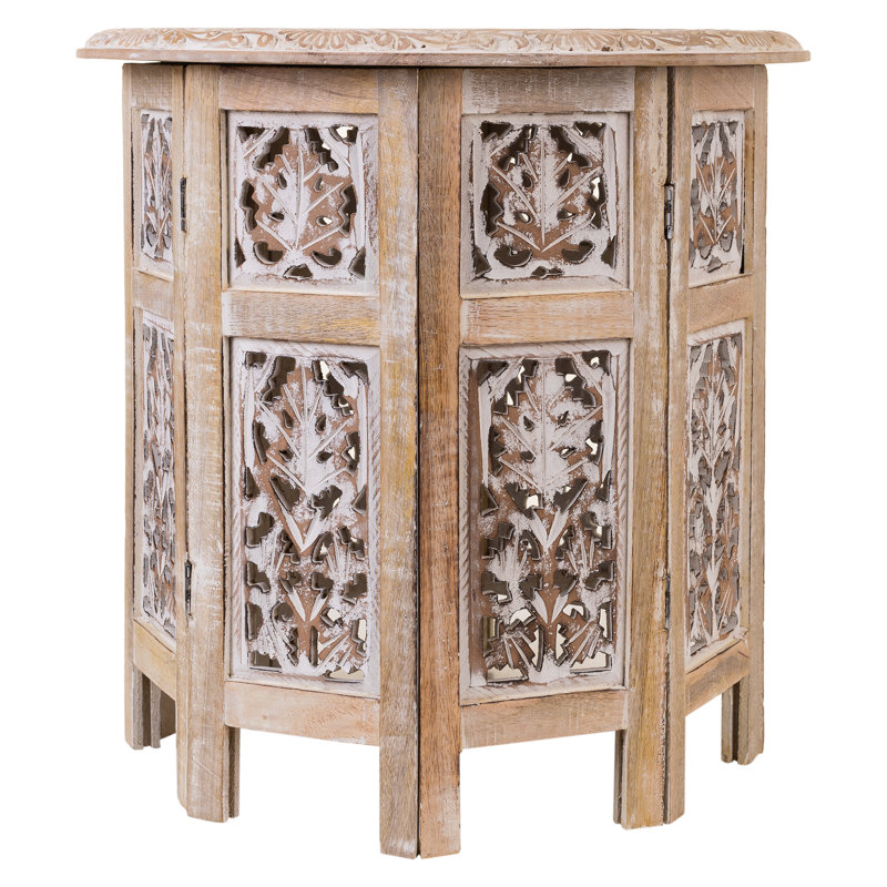 Aramus Solid Wood Abstract Coffee Table, Beige