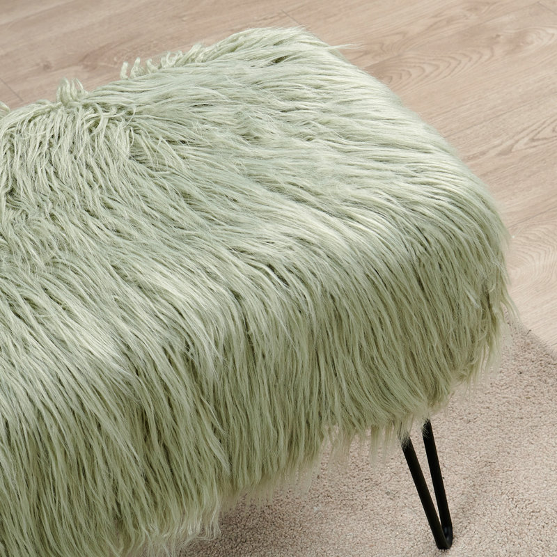 Keilia Upholstered Ottoman, Desert Saga Faux Fur
