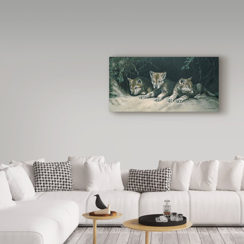 «Three Little Wolves» d'Etelca, impression sur toile tendue, H 12 po x l 24 po x P 2 po