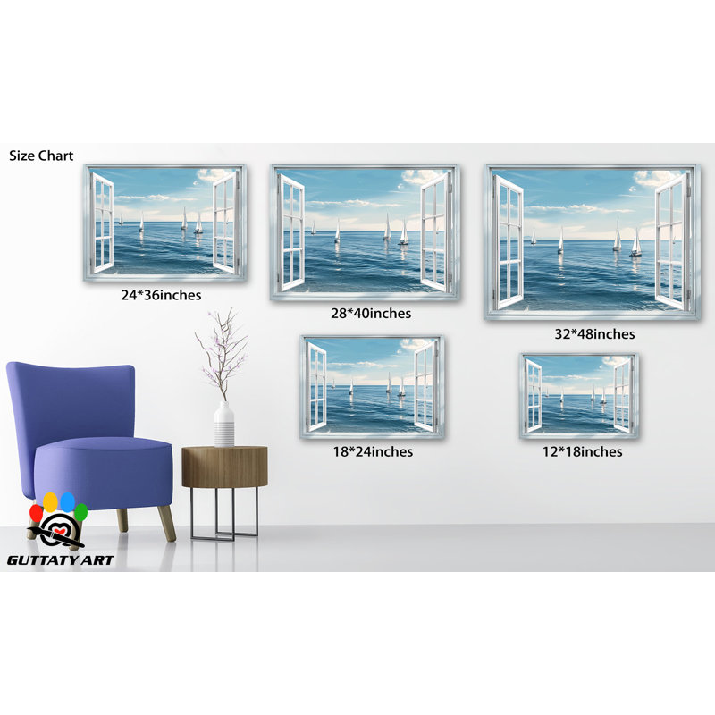 Tableaux photos, art mural plage côtière, photos de l'océan avec fenêtre, H 24 po x l 35 po