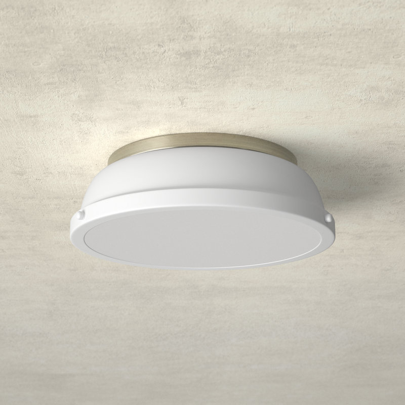 Calico Steel Flush Mount, Matte White, Aged Brass
