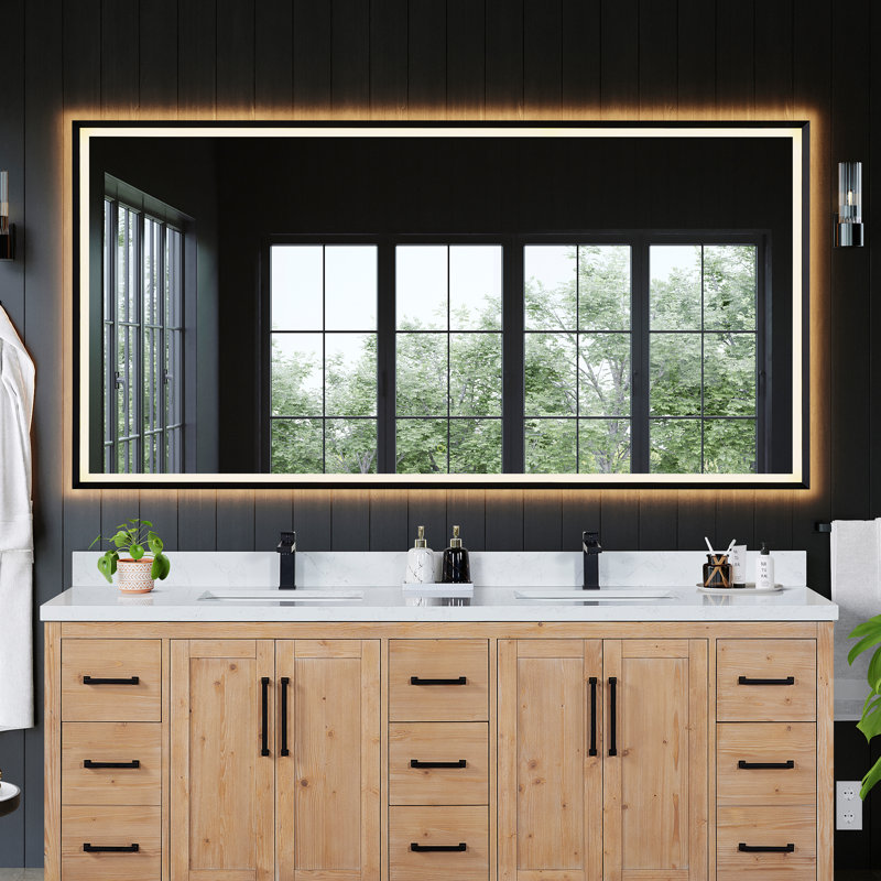Miroir de salle de bain / meuble-lavabo Apollo, 42 po x 84 po, Noir mat