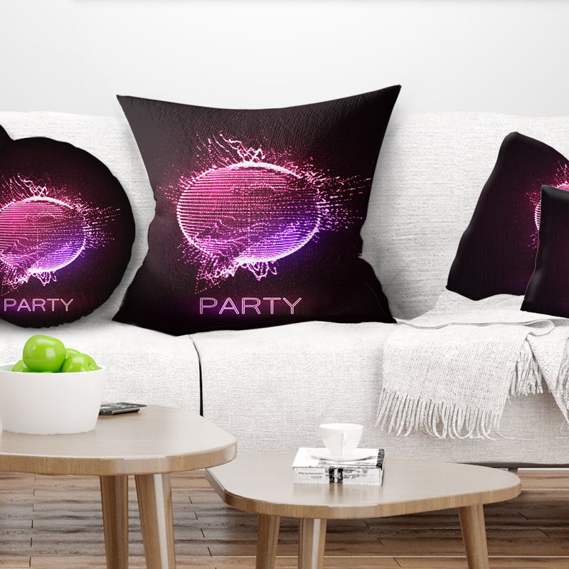 Enseigne au néon mauve - oreiller imprimé abstrait, 16 po x 1 po, Coussin décoratif