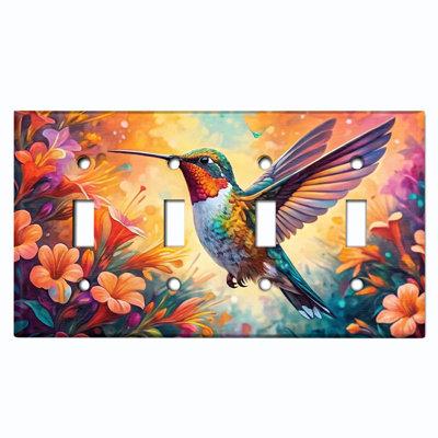 Couvercle de plaque d'interrupteur en métal; Bascule majestueuse à 4 bandes US standard - colibri majestueux