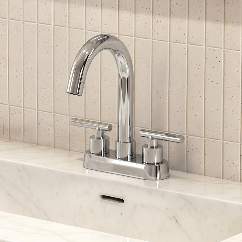 Centerset Bathroom Faucet with Drain Assembly, 2-handle Bathroom Sink Faucet, Chrome