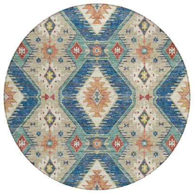 Machine Washable Indoor/Outdoor Husby ACN2210 Moroccan Rug