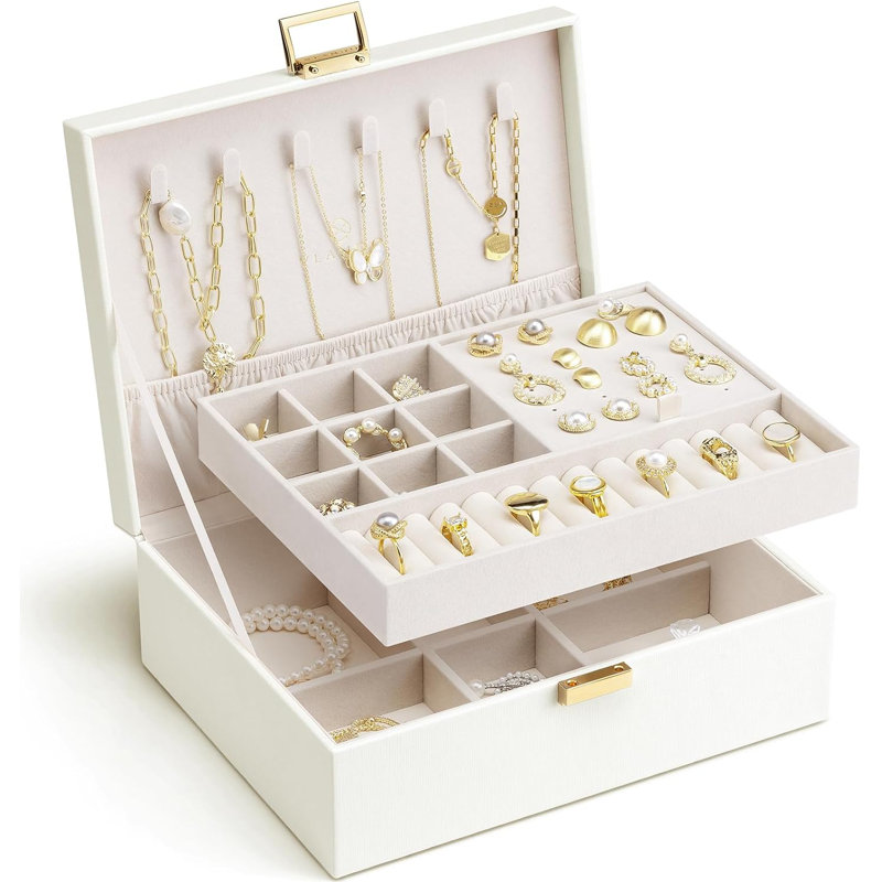 Boîte à bijoux en cuir, Blanc