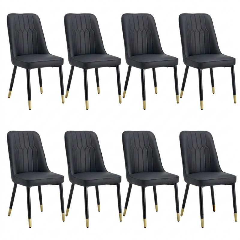 Faux Leather Upholstered Solid Back Side Chair, Black