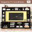 Meuble audio-vidéo mural avec tablettes ouvertes, console média en verre trempé et tablettes intérieures réglables pour les grands téléviseurs