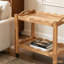 Table d'appoint roulante en bois d'hévéa massif, 2 niveaux avec roues verrouillables et plateau amovible, robuste et durable