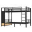 Lit superposé en métal pour lit double avec tablettes de rangement, tiroirs et panneau perforé-1611507311