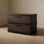 Mobilier de chambre à coucher à 2 tiroirs et 2 tiroirs à finition bicolore brun et noir