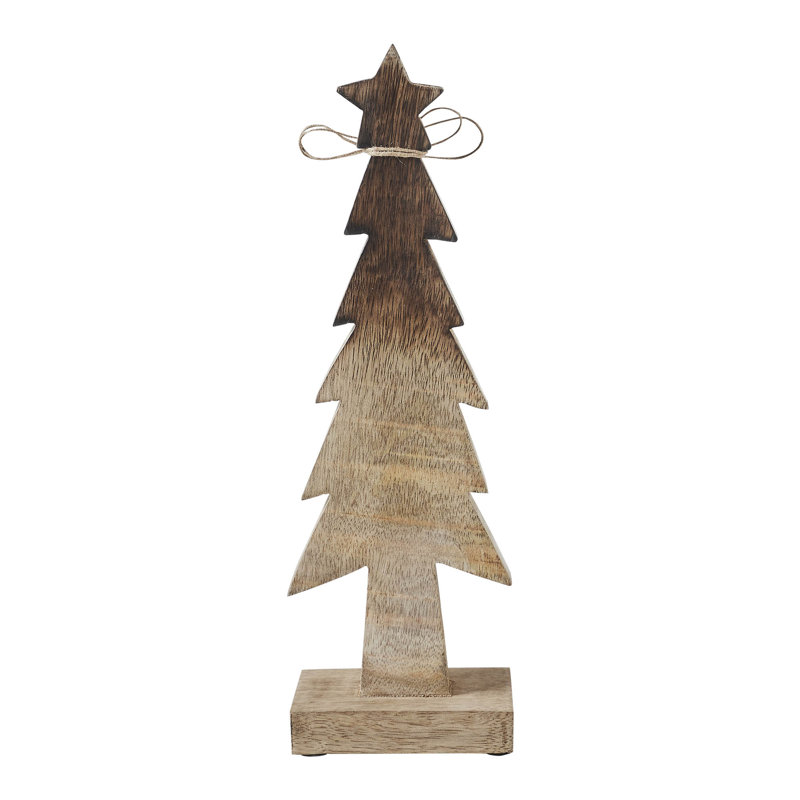 Figurine d'arbre de Noël en bois brun, H 11,75 po x l 3,75 po x P 2,75 po