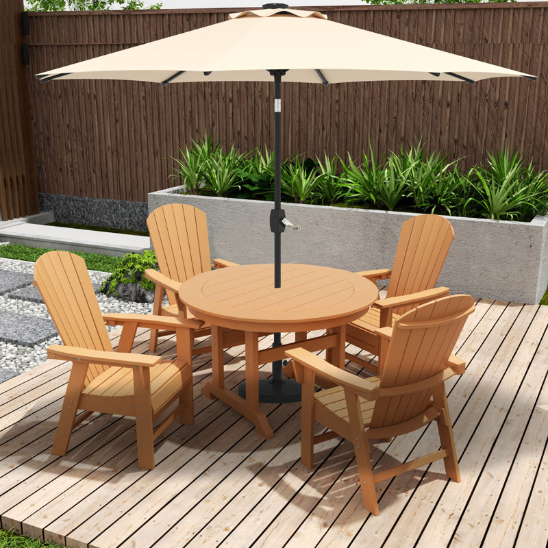 Altura 4 - Person Patio Dining Set with Round Table, Teak