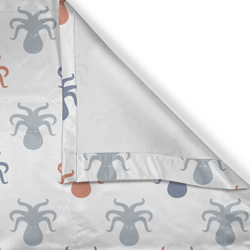 Rideau décoratif à 2 panneaux avec œillets East Urban Home Octopus, 50 po x 72 po, bleu gris cannelle, L 50 po x L 108 po