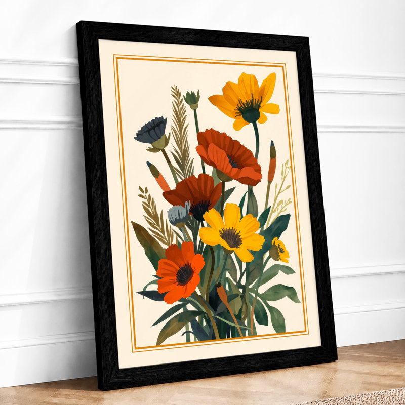 Garden Flowers Study Botanical - Print, Black, A3 - 42.0 x 29.7 cm