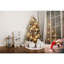Jupe de sapin de Noël rustique en fausse fourrure blanche, motif flocons de neige et cerfs, décoration de sapin de Noël hivernale chaleureuse