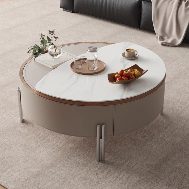 Multifunctional superior rock plate tea table, 15.75" H x 31.5" L x 31.5" W