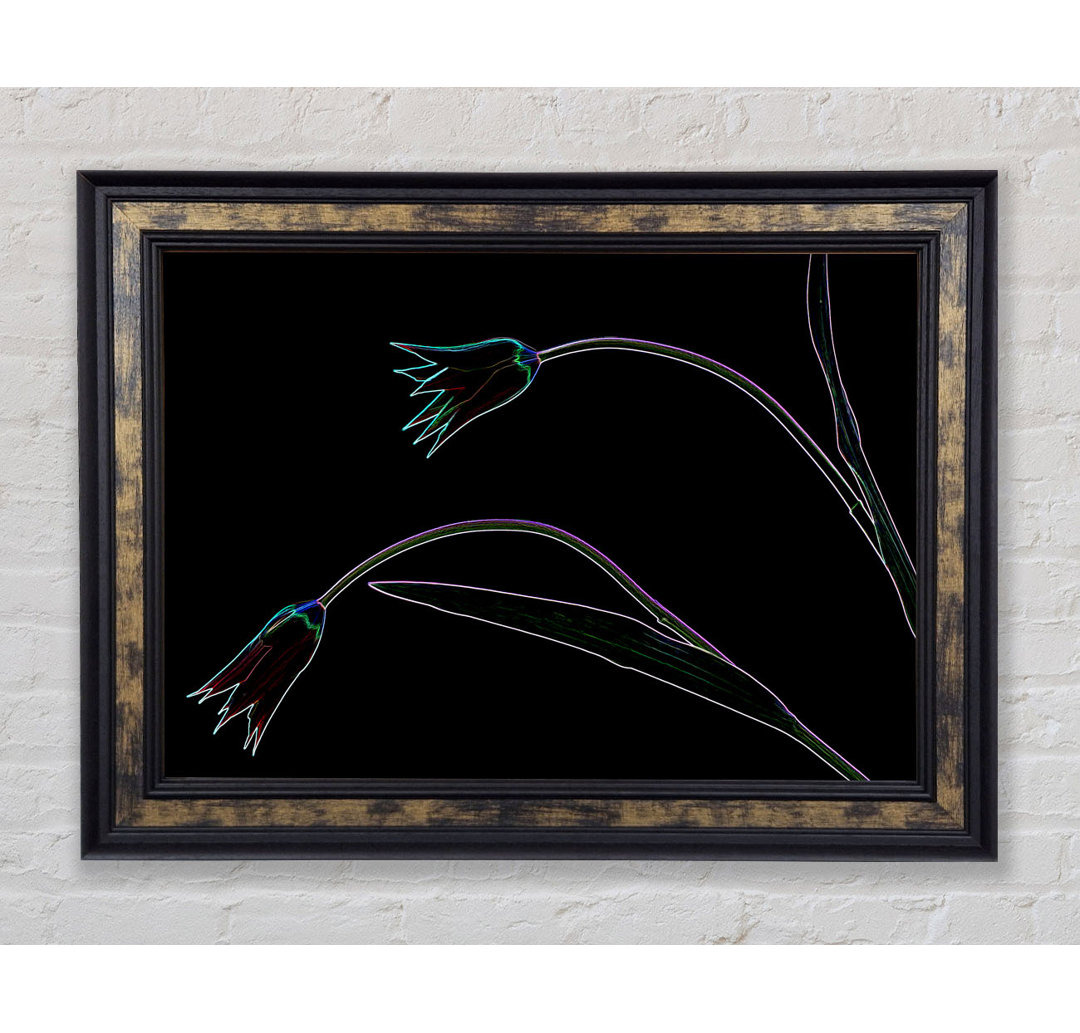 Gerahmtes Leinwandbild Abstract Neon Floral 27