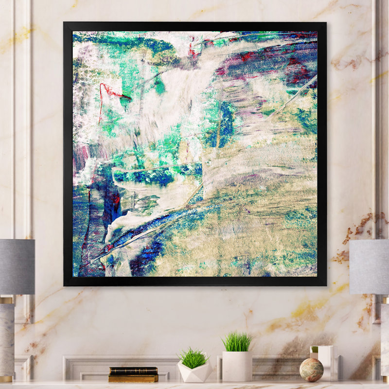 Vert grunge et blanc Artmix - on, Impression noire sur toile encadrée, H 16 po x l 16 po x P 1 po