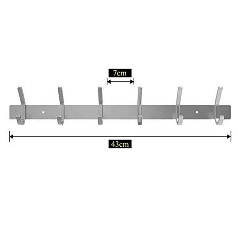 Metal Wall 6 - Hook Coat Rack, White