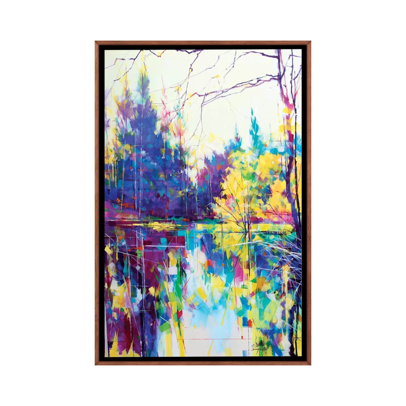 Looking Across To Meadowcliff by Doug Eaton - Painting on Canvas, Classic Brown Wood Framed, 66.04 cm H x 45.72 cm W