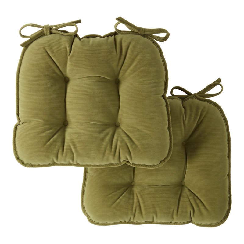 Indoor Reversible Tufted Corduroy Seat Cushion, Olive